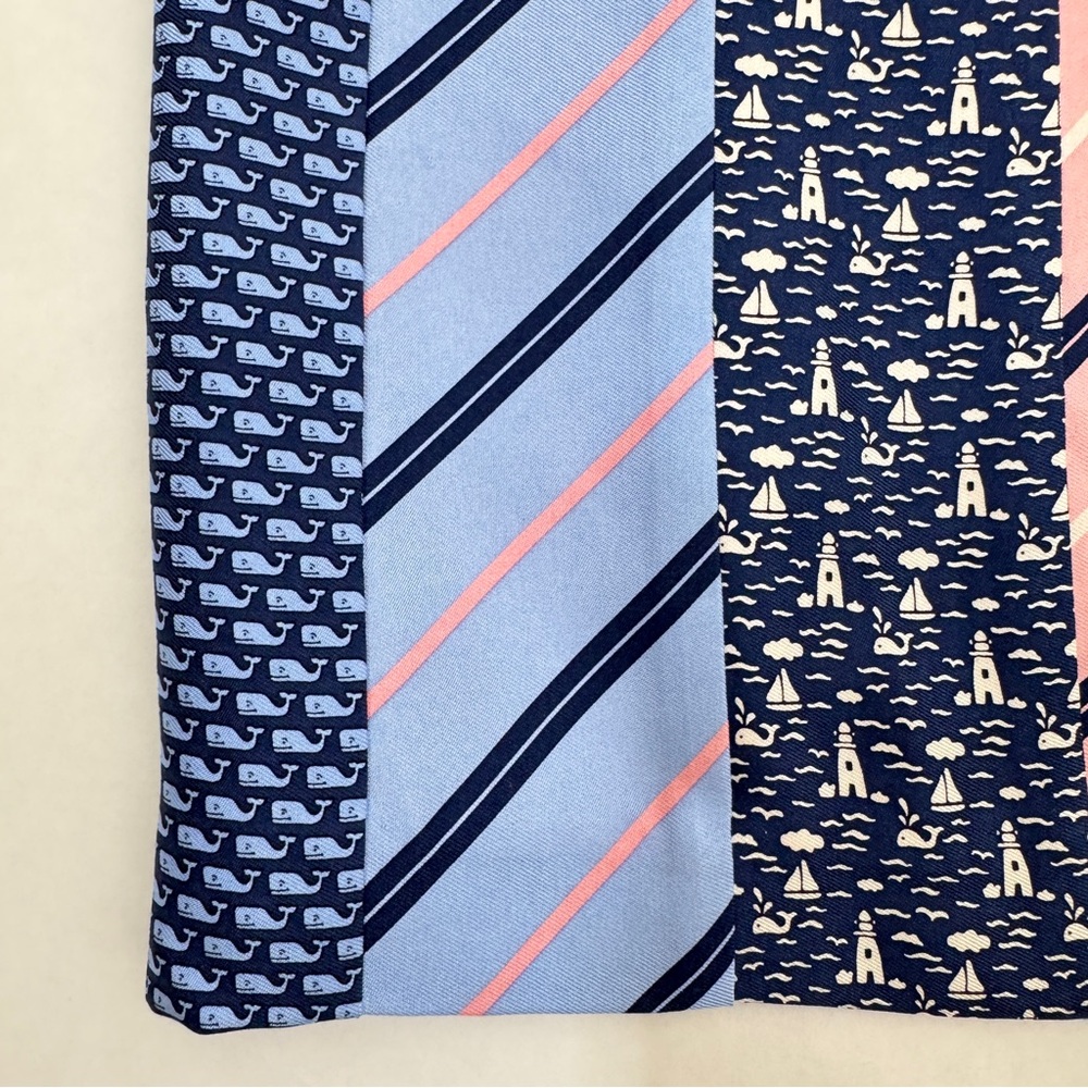 Vineyard Vines Silk Skirt Tie Gal Patchwork Mini Blue Pink Striped Nautical SZ 6 - Picture 9 of 14